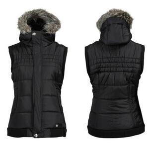 Burton Women's Dryride 'Sly Vest' Hooded Sleeveless Puffer in Black Size Medium